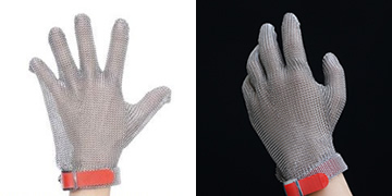 手指の保護、怪我防止に。ステンレス鋼メッシュ - 耐切創防護手袋（グローブ）・プロテクター 5本指